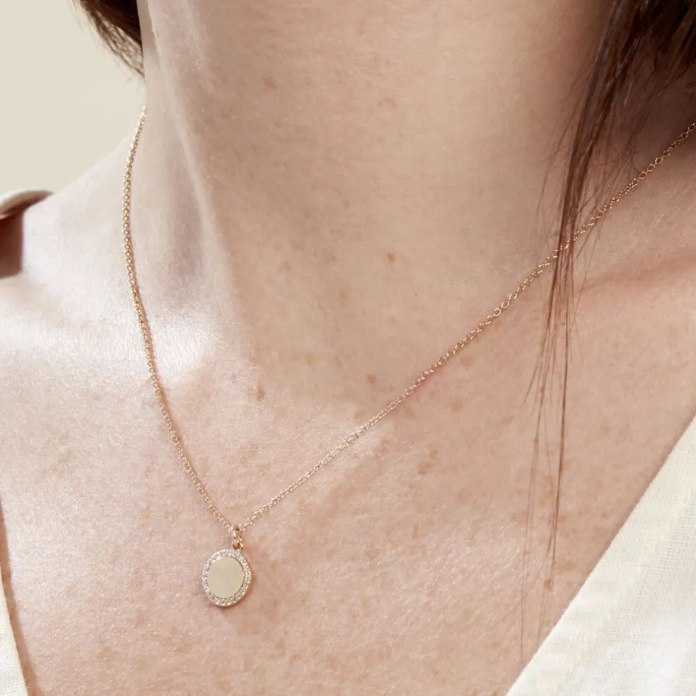 Collier Nehemiah Plaque Or Oxyde De Zirconium