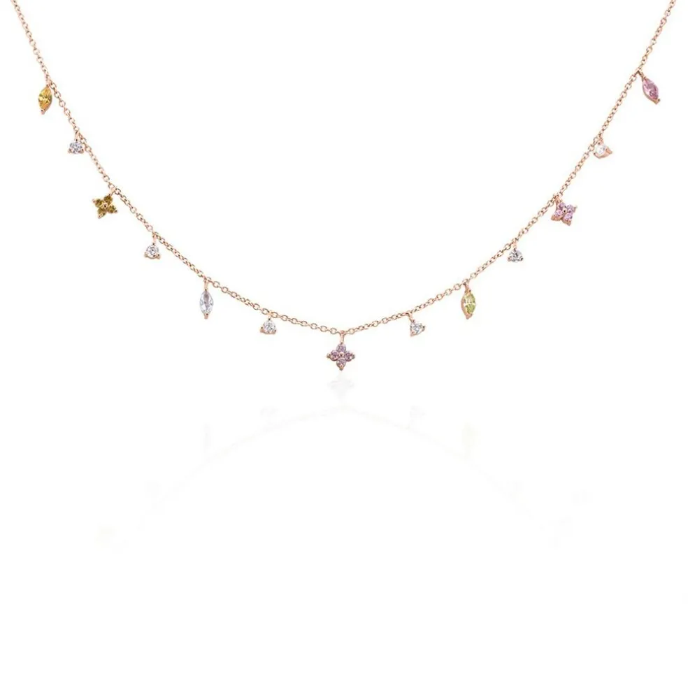 Collier Nimbe Argent Rose Oxyde De Zirconium