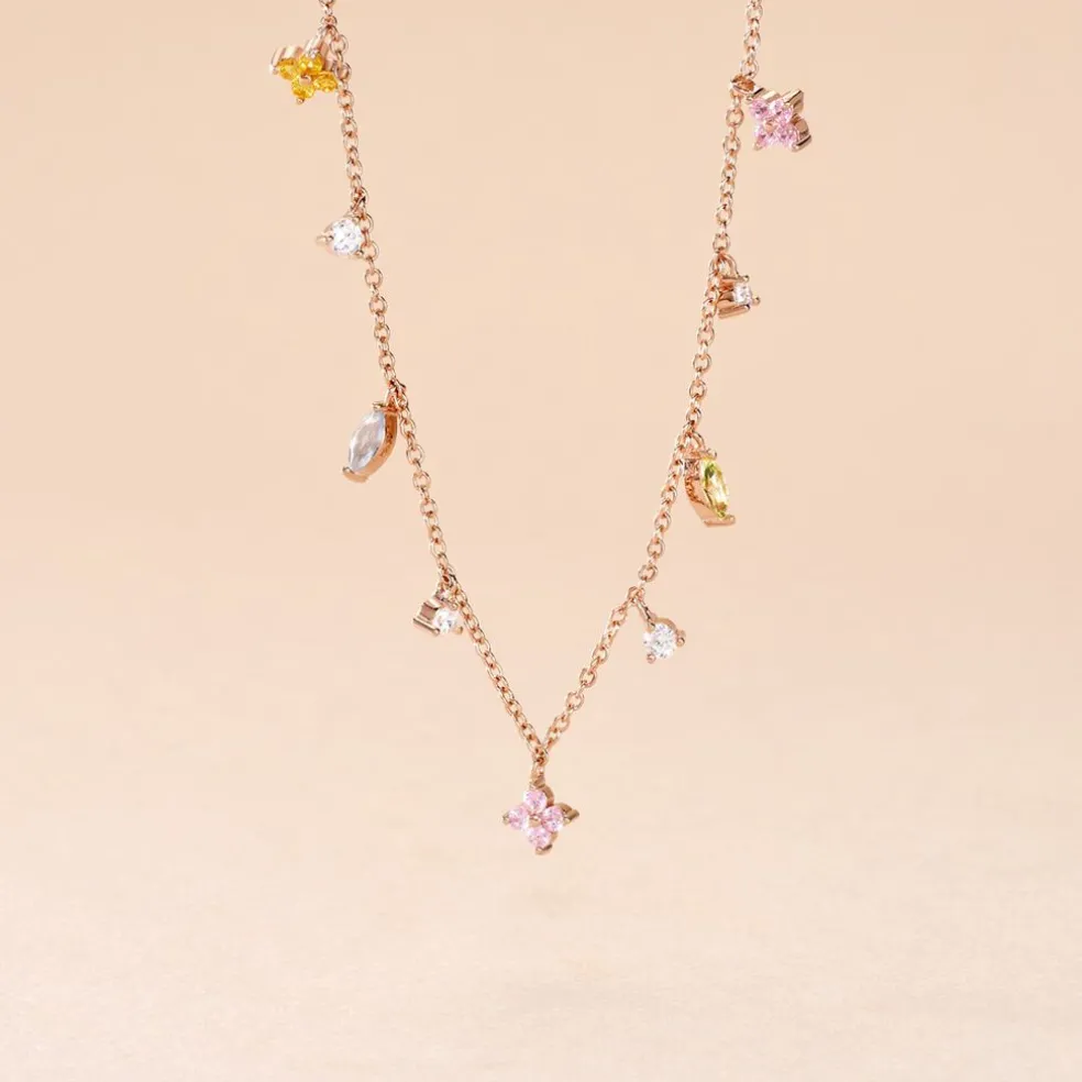 Collier Nimbe Argent Rose Oxyde De Zirconium