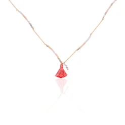 Collier Ninon Argent Rose Perle D'imitation Et Chrysoprase