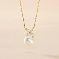 Collier Norah Or Jaune Perle De Culture Et Oxyde De Zirconium