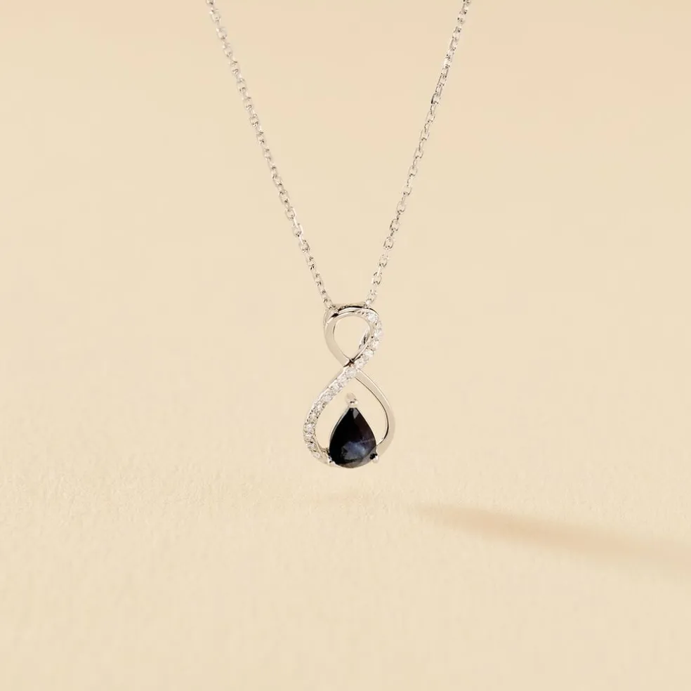 Collier Odessa Or Blanc Saphir Diamant