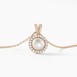 Collier Olivia Argent Rose Perle De Culture Et Oxyde De Zirconium