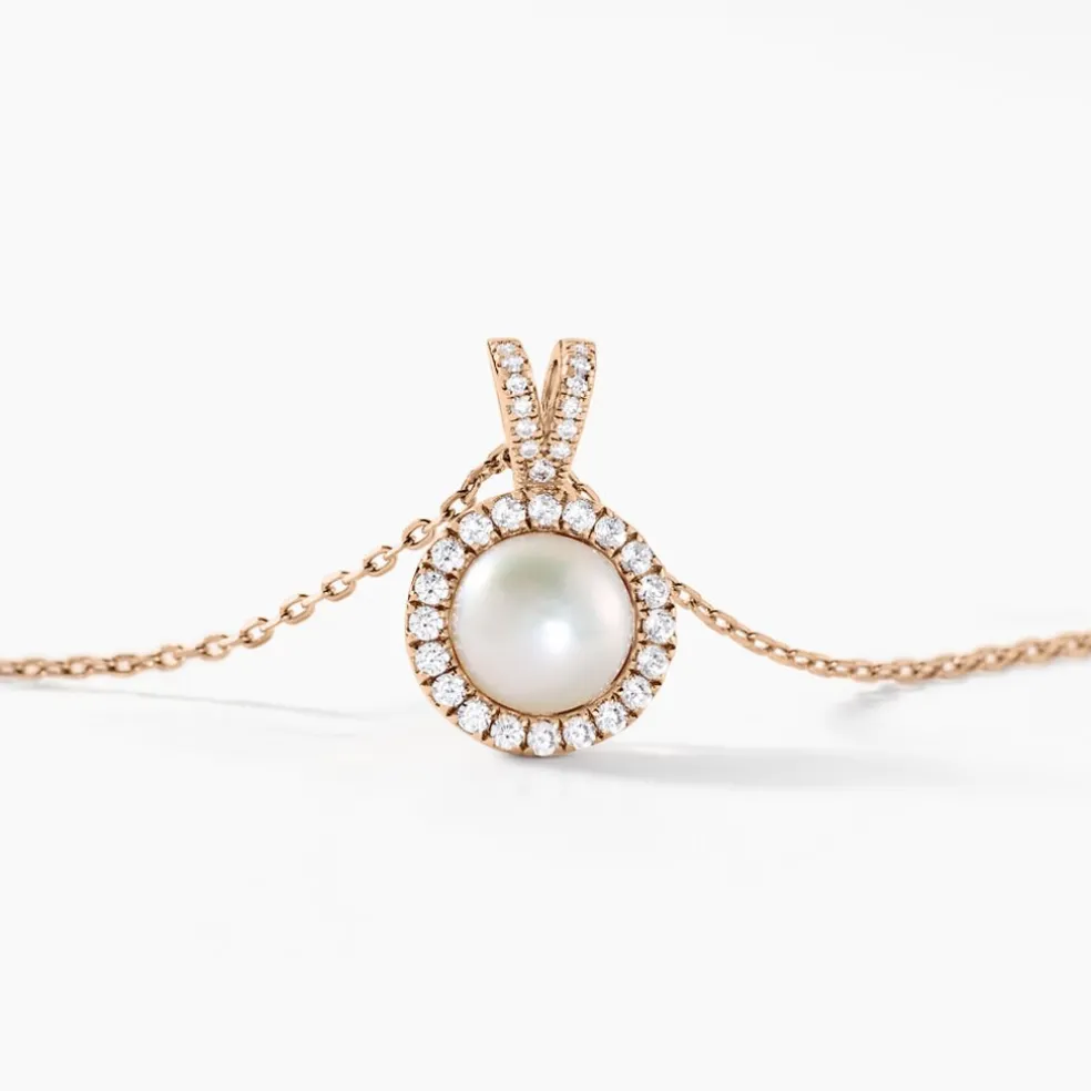 Collier Olivia Argent Rose Perle De Culture Et Oxyde De Zirconium