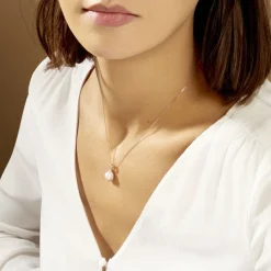 Collier Olivia Argent Rose Perle De Culture Et Oxyde De Zirconium