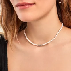 Collier Onassis Argent Blanc Perle De Culture Oxyde De Zirconium