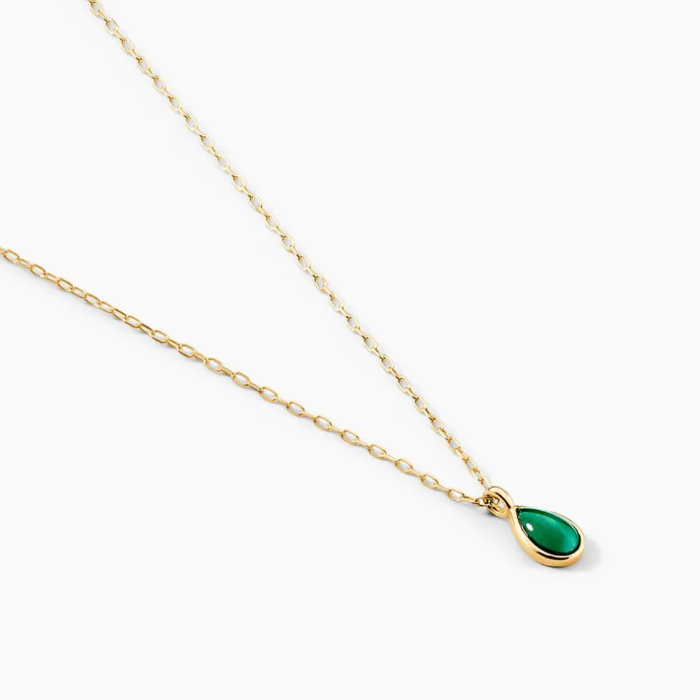 Collier Ondée Or Jaune Malachite