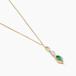 Collier Ondulations Or Jaune Emeraude Diamant