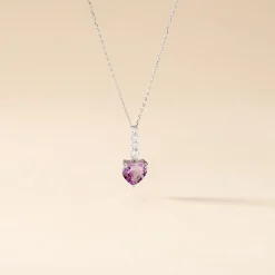 Collier Or Blanc Fany Améthyste Oxydes De Zirconium