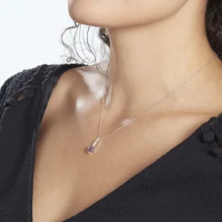 Collier Or Blanc Fany Améthyste Oxydes De Zirconium