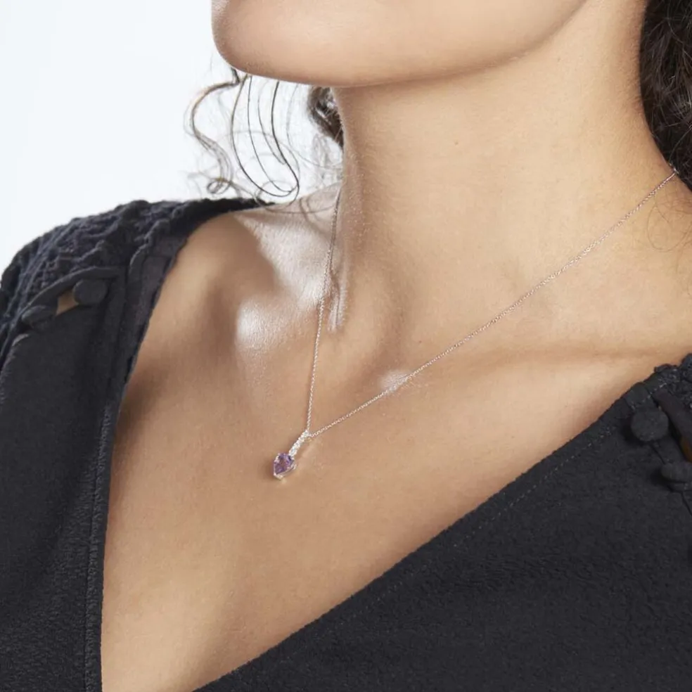 Collier Or Blanc Fany Améthyste Oxydes De Zirconium