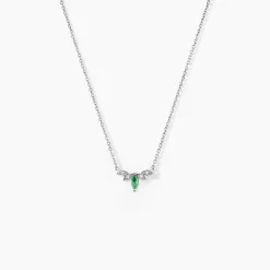 Collier Or Blanc Febe Emeraude Diamant