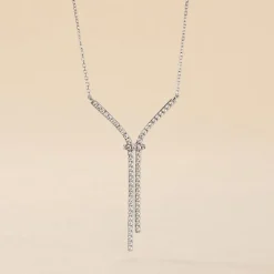 Collier Or Blanc Gwalduz Oxydes De Zirconium