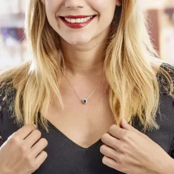 Collier Or Blanc Quintilla Topaze London Blue Et Oxydes