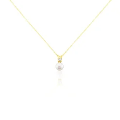 Collier Or Jaune Bragi Perle De Culture Oxyde De Zirconium