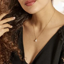 Collier Or Jaune Bragi Perle De Culture Oxyde De Zirconium