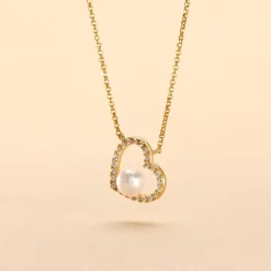 Collier Or Jaune Cagiris Oxydes Et Perle De Culture