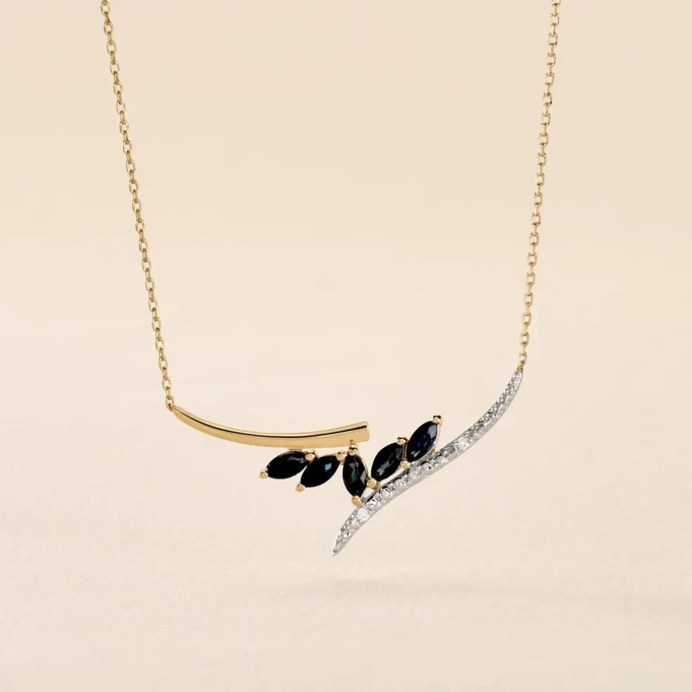 Collier Or Jaune Carl Saphirs Diamants