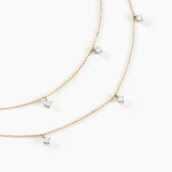 Collier Or Jaune Eclat D'etoile Oxyde De Zirconium