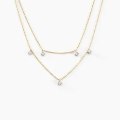 Collier Or Jaune Eclat D'etoile Oxyde De Zirconium