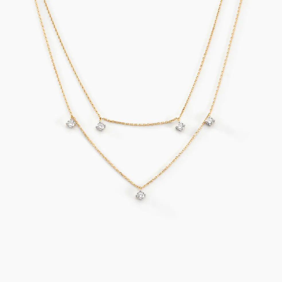 Collier Or Jaune Eclat D'etoile Oxyde De Zirconium