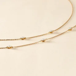 Collier Or Jaune Eclat D'etoile Oxyde De Zirconium