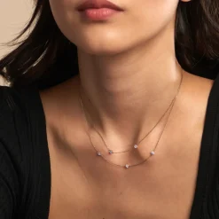 Collier Or Jaune Eclat D'etoile Oxyde De Zirconium