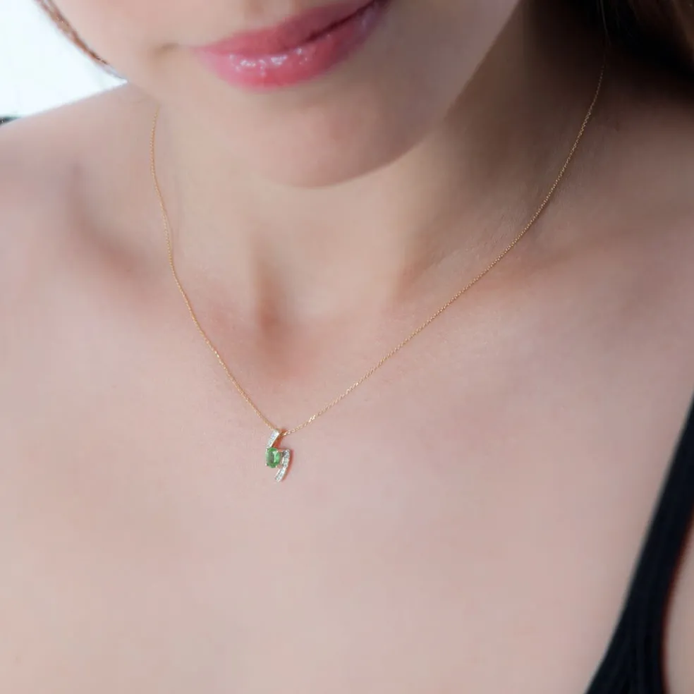 Collier Or Jaune Emeraude Et Diamant