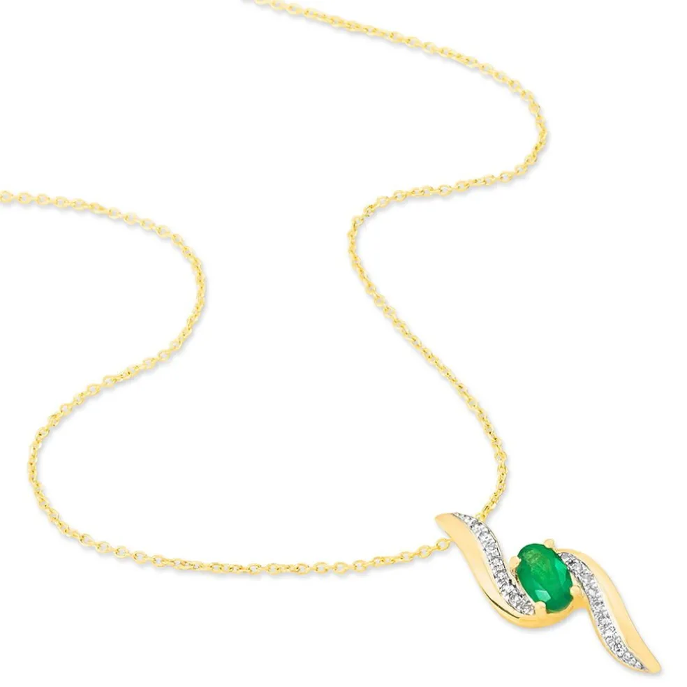 Collier Or Jaune Emeraude Et Diamant