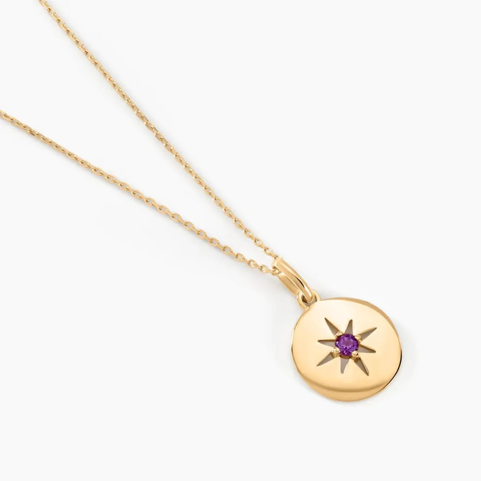 Collier Or Jaune Evening Star Amethyste