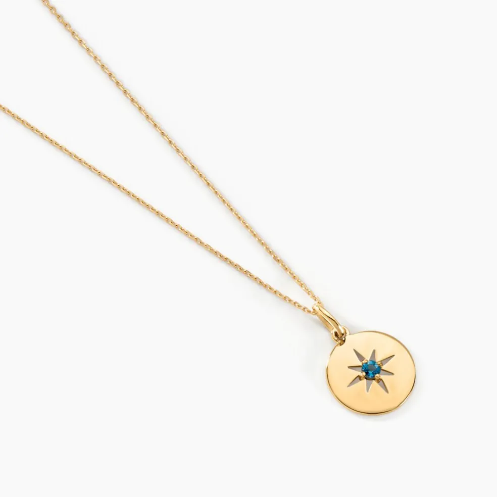 Collier Or Jaune Evening Star Topaze Bleu London