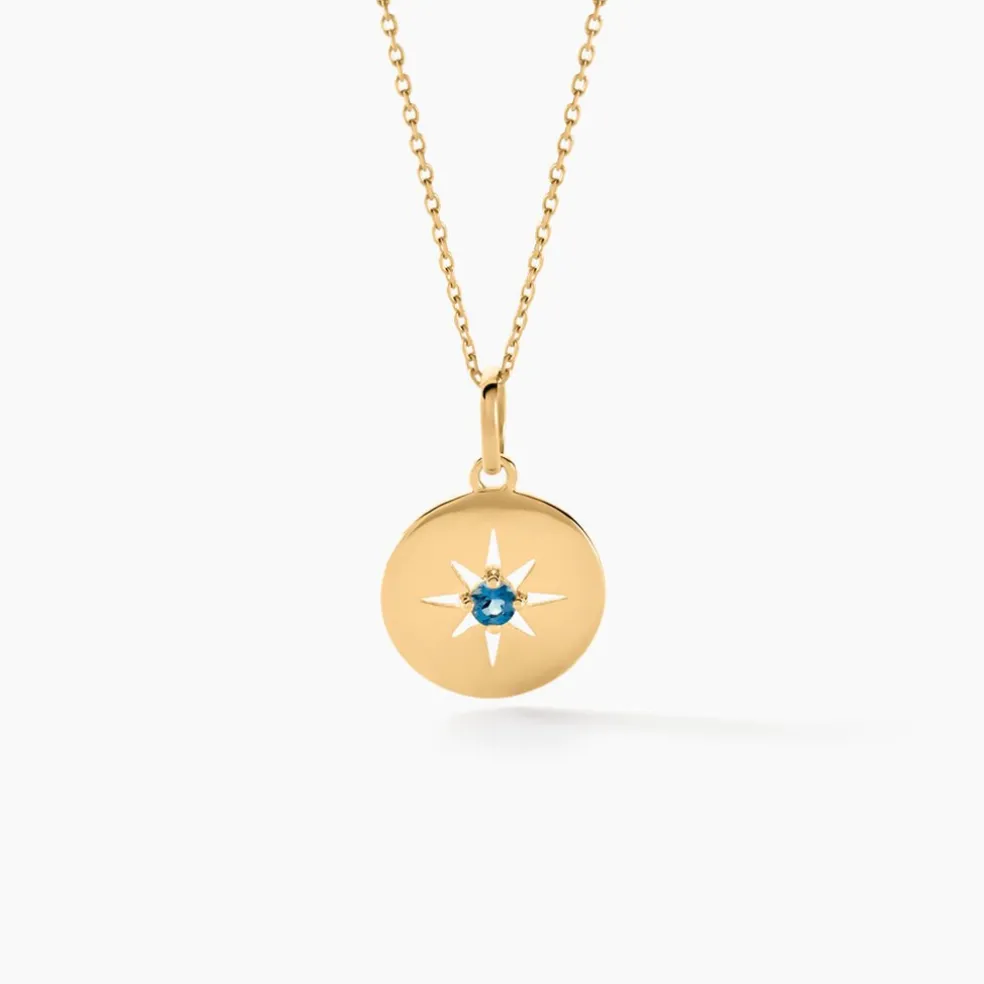 Collier Or Jaune Evening Star Topaze Bleu London