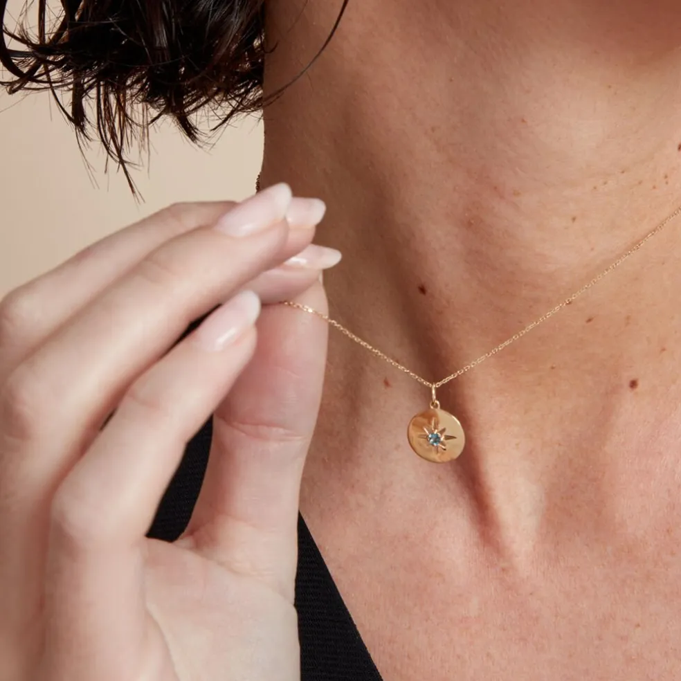 Collier Or Jaune Evening Star Topaze Bleu London