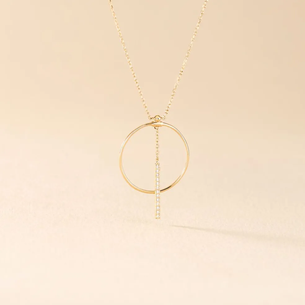 Collier Or Jaune Guda Oxyde De Zirconium