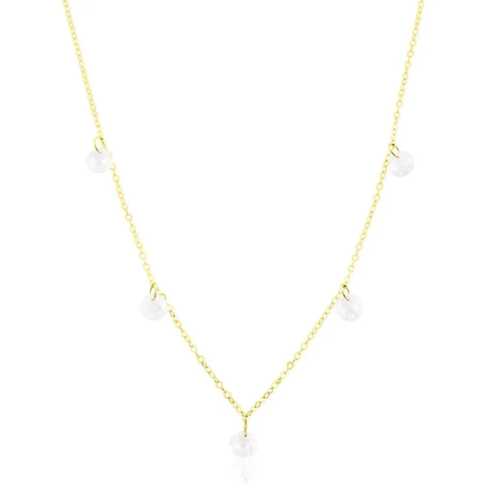 Collier Or Jaune Leucitica Oxydes De Zirconium