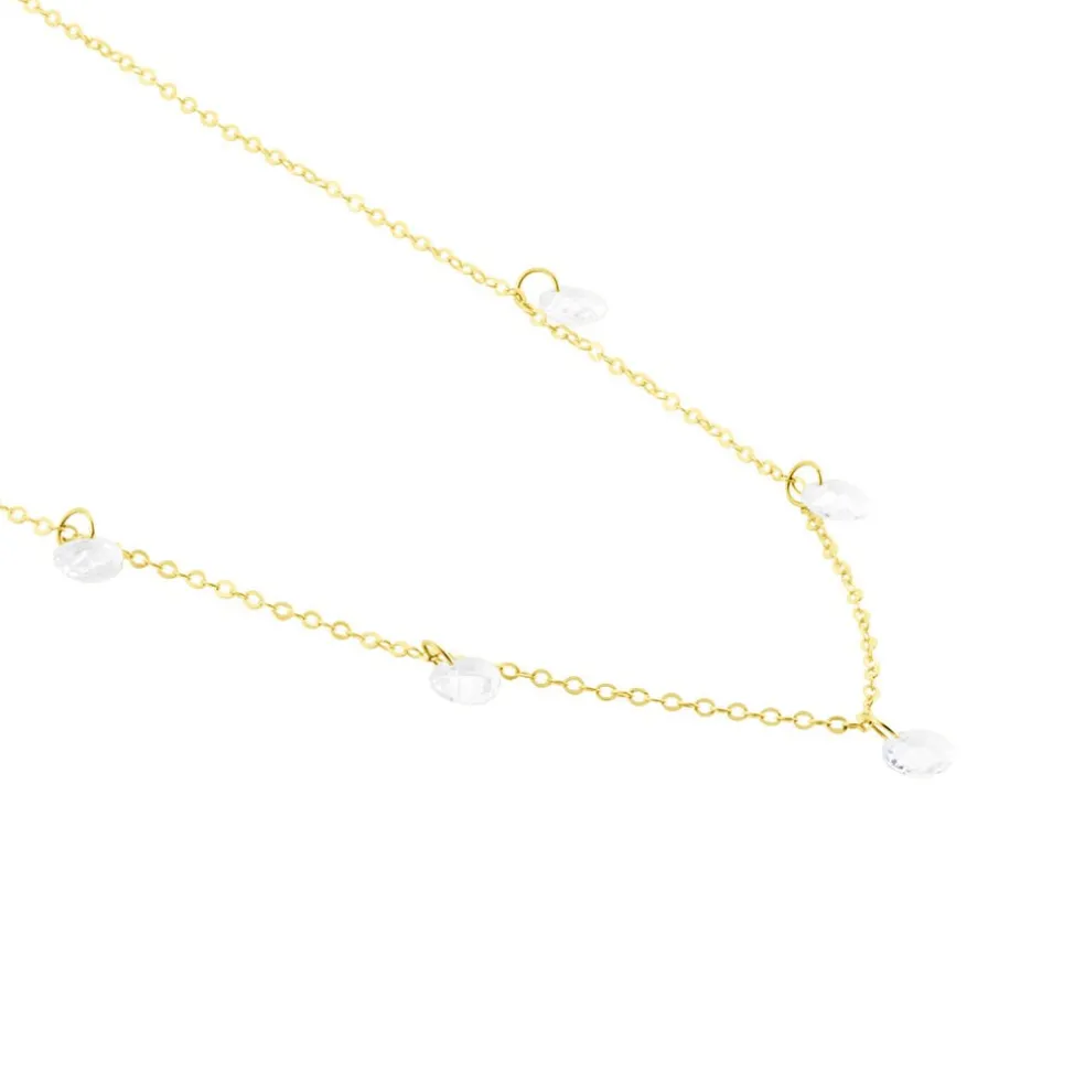 Collier Or Jaune Leucitica Oxydes De Zirconium