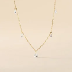 Collier Or Jaune Leucitica Oxydes De Zirconium