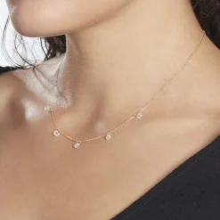 Collier Or Jaune Leucitica Oxydes De Zirconium