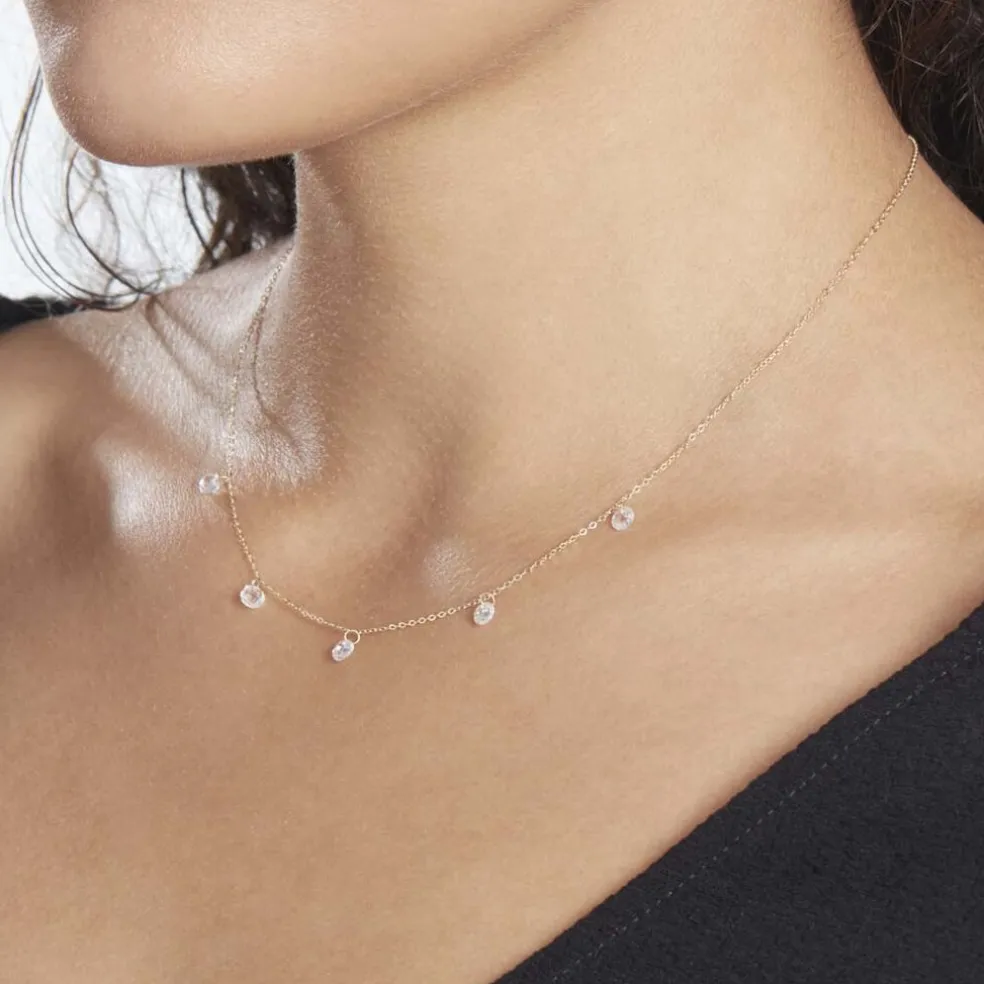 Collier Or Jaune Leucitica Oxydes De Zirconium