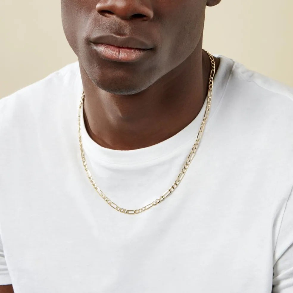 Collier Or Jaune Maille Alternée 1/3