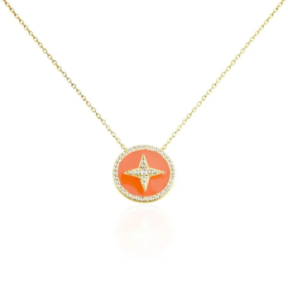 Collier Or Jaune Sweet Rosace Oxyde De Zirconium