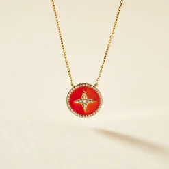 Collier Or Jaune Sweet Rosace Oxyde De Zirconium