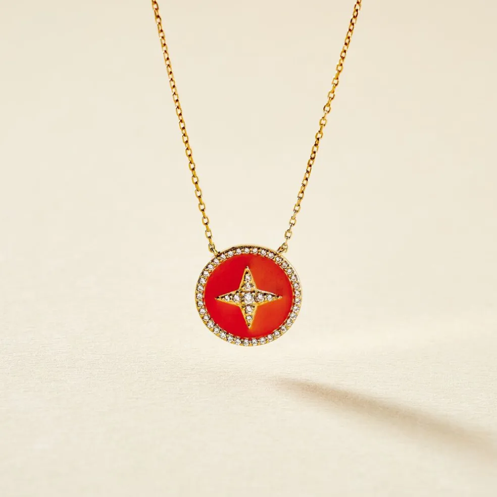 Collier Or Jaune Sweet Rosace Oxyde De Zirconium