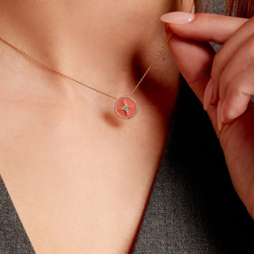 Collier Or Jaune Sweet Rosace Oxyde De Zirconium