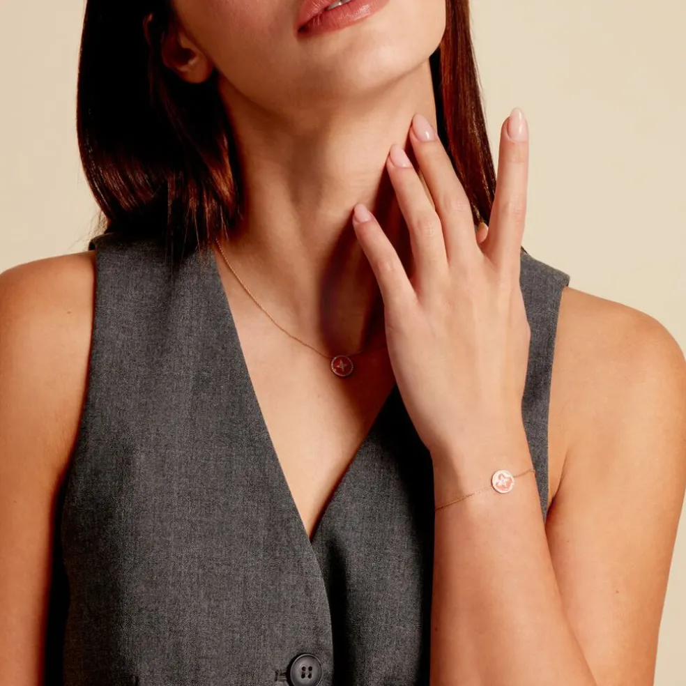 Collier Or Jaune Sweet Rosace Oxyde De Zirconium