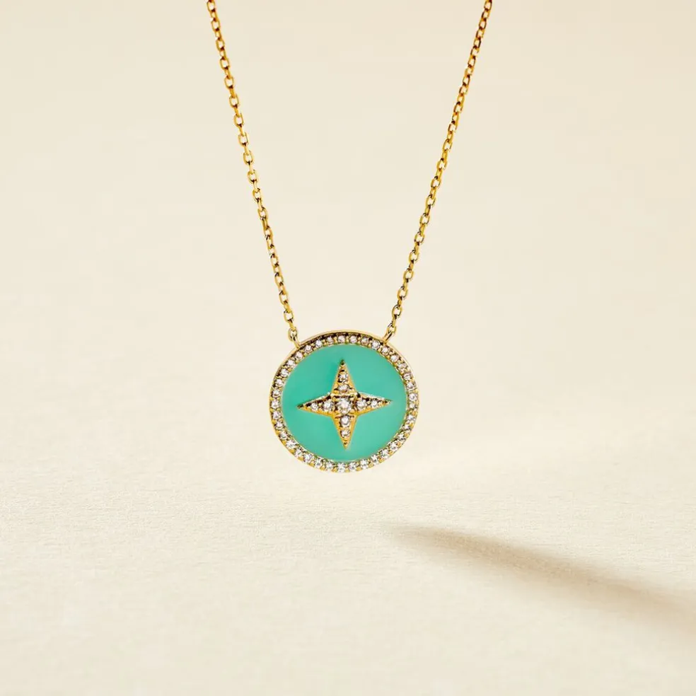 Collier Or Jaune Sweet Rosace Oxyde De Zirconium