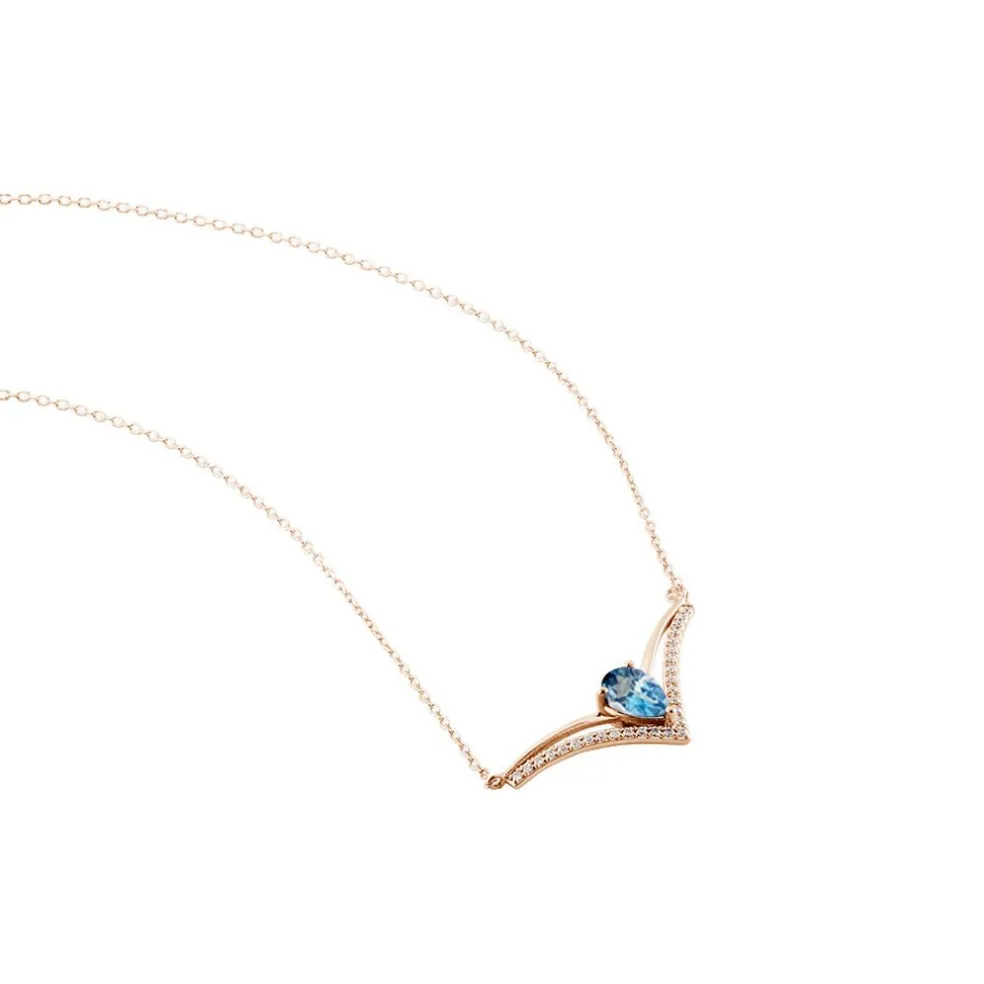 Collier Or Rose Gaelle Topaze Oxydes De Zirconium