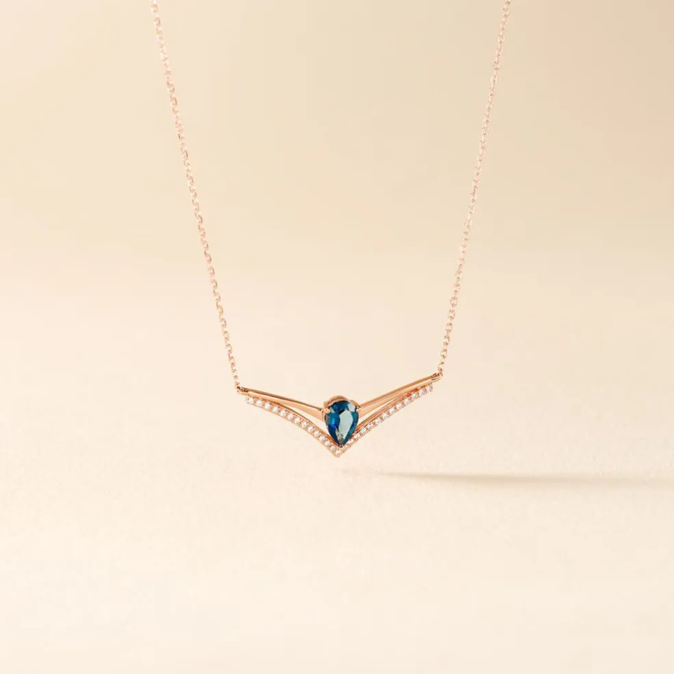 Collier Or Rose Gaelle Topaze Oxydes De Zirconium