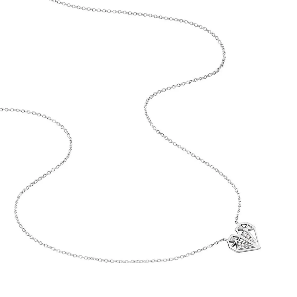 Collier Origami Argent Blanc Oxyde De Zirconium