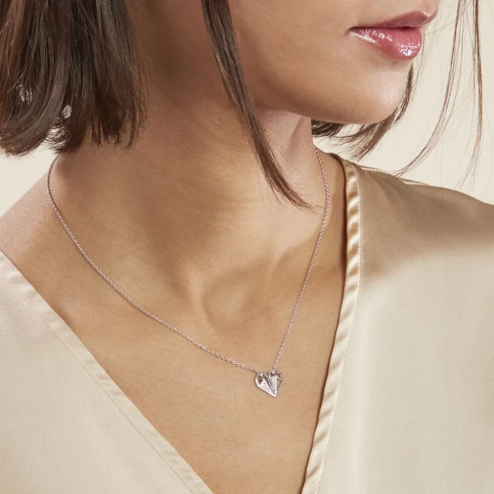 Collier Origami Argent Blanc Oxyde De Zirconium